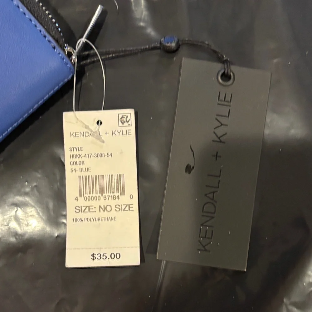 Kendall + Kylie NWT Blue Glitter Star Zip Around Wallet Wristlet Phone Organizer
